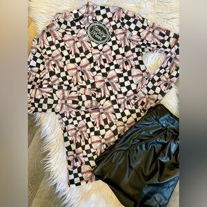 Sterling Kreek Dirt and Diamonds Checkered Long Sleeve Baseball Mesh Top